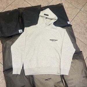 Small Light Oatmeal / Light gray Essentials hoodie